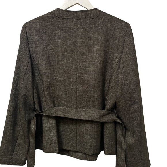 EVAN PICONE Belted Jacket  Size 10 Womens Blazer All Season Black Brown Weave - Picture 2 of 9